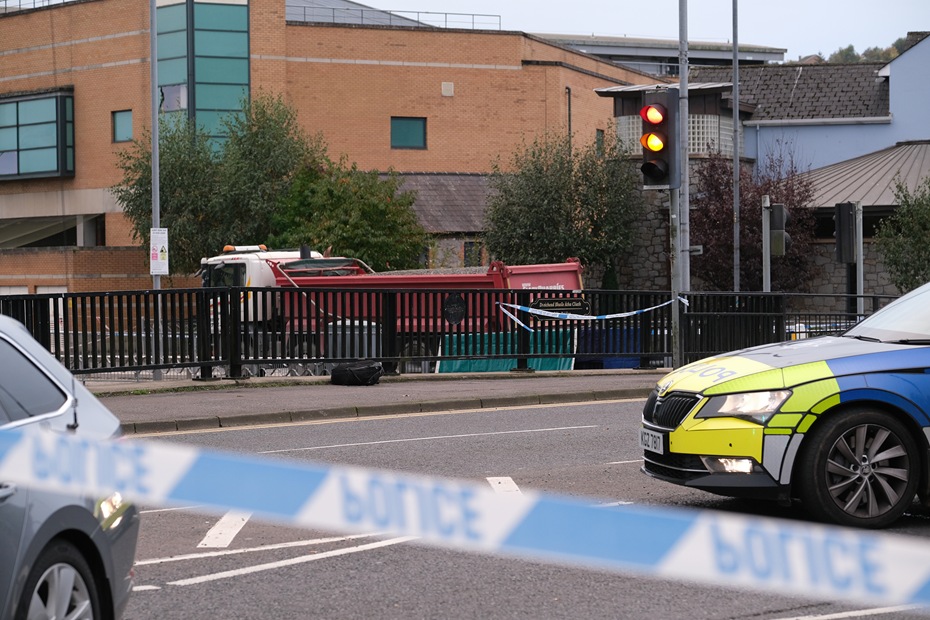 The scene at the Albert Basin in Newry where a pedestrian tragically lost their life. Photograph: Columba O'Hare/ Newry.ie 