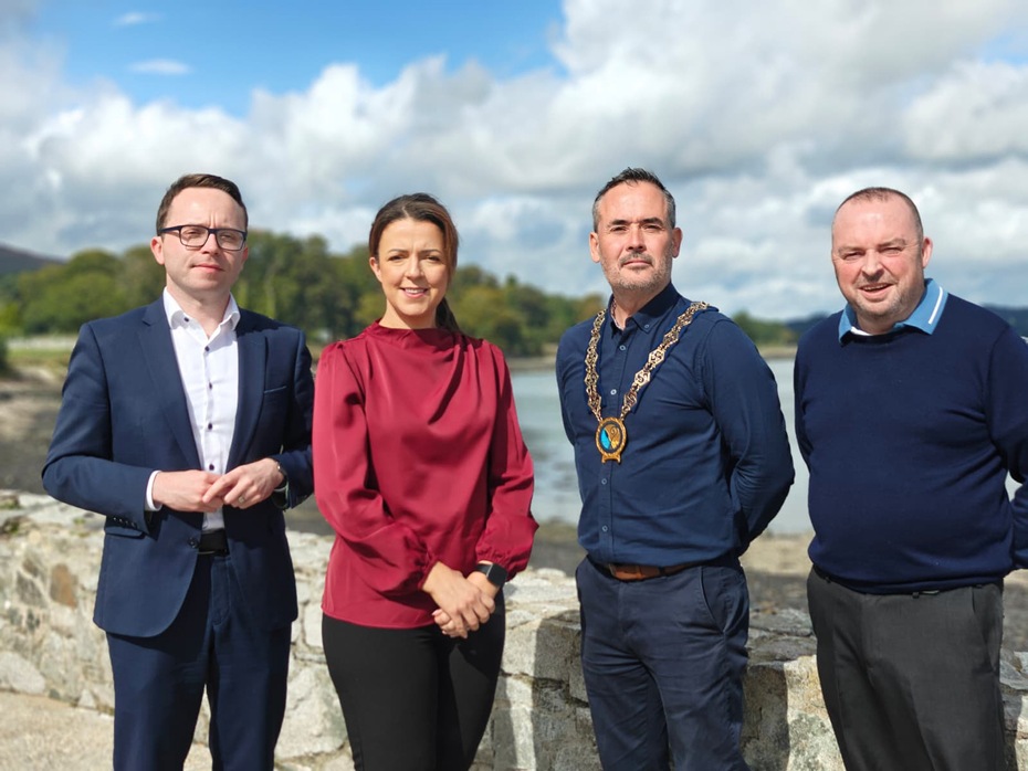 Celebrating the official launch of the completed Carlingford Lough Greenway are from left" Dáire Hughes MP; Liz Kimmins MLA; Cllr Philip Campbell, Chairperson, Newry, Mourne and Down District Council and Cllr Aidan Mathers.