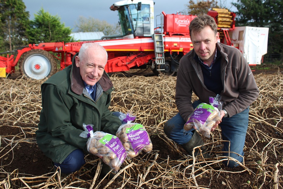 Assessing the progress made up to this point with regard to Northern Ireland's 2025 maincrop potato harvest, l to r: Wilson's Country managing director, Lewis Cunningham, and company agronomist: Stuart Meredith
