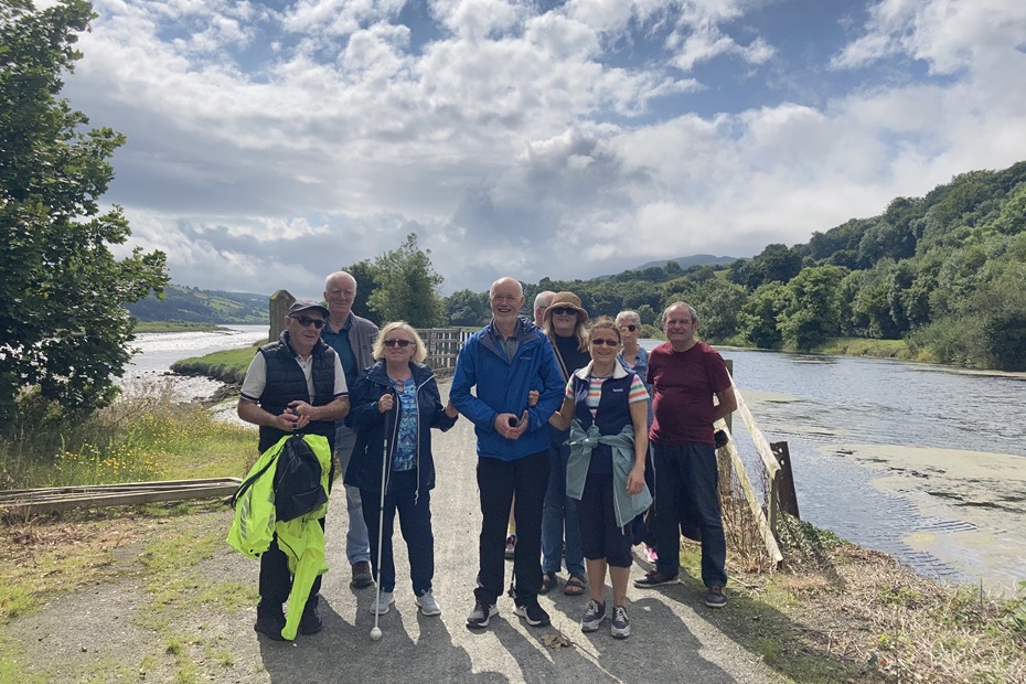 The local RNIB sight loss social group on a walk on the Carlingford Lough Greenway.