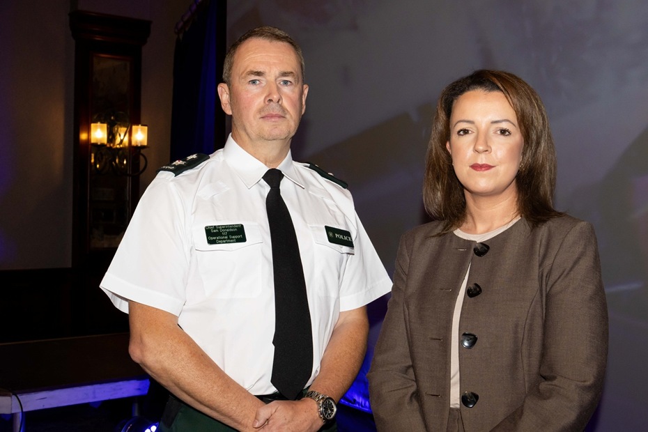 PSNI road safety lead, Chief Superintendent Sam Donaldson, pictured with Infrastructure Minister Liz Kimmins.