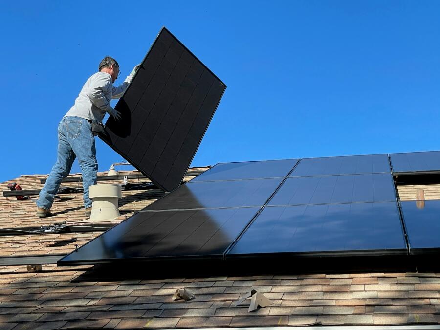 Solar panels. Photograph: Bill Mead/ Unsplash