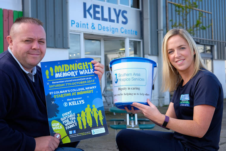 Gary Kelly - Kelly’s, Warrenpoint and Denise Doyle - Southern Area Hospice as they get geared up for the Hospice Midnight Memory Walk on Saturday 7 October. Gary Kelly - Kelly’s, Warrenpoint and Denise Doyle - Southern Area Hospice as they get geared up for the Hospice Midnight Memory Walk on Saturday 7 October.