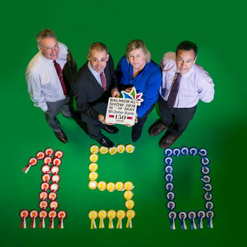 Counting down to the 150th Balmoral Show is (l-r) Colin McDonald, RUAS Chief Executive; Nigel Walsh, Commercial Director, Ulster Bank; Rhonda Geary, Operations Director, RUAS and Ulster Bank's Senior Agriculture Manager, Cormac McKervey. Ulster Bank is also celebrating a landmark year as this will be the bank’s 10th Balmoral Show as its principle sponsor. Counting down to the 150th Balmoral Show is (l-r) Colin McDonald, RUAS Chief Executive; Nigel Walsh, Commercial Director, Ulster Bank; Rhonda Geary, Operations Director, RUAS and Ulster Bank's Senior Agriculture Manager, Cormac McKervey. Ulster Bank is also celebrating a landmark year as this will be the bank’s 10th Balmoral Show as its principle sponsor.