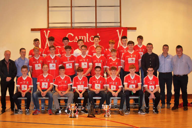 Craobh Rua Camlocha Hurling Under 16 team & management pictured with Galway Joe Canning and the Armagh U16 League and Championship trophies Craobh Rua Camlocha Hurling Under 16 team & management pictured with Galway Joe Canning and the Armagh U16 League and Championship trophies