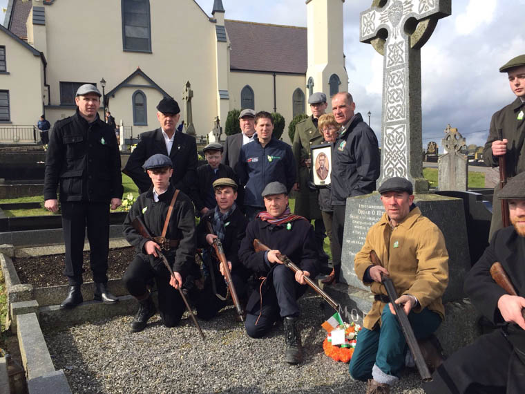 At Crossmaglen  IRA Volunteer Barney Morris died 95yrs ago on Easter Sunday and locals participated in a pagentary to commemorate the anniversary 
