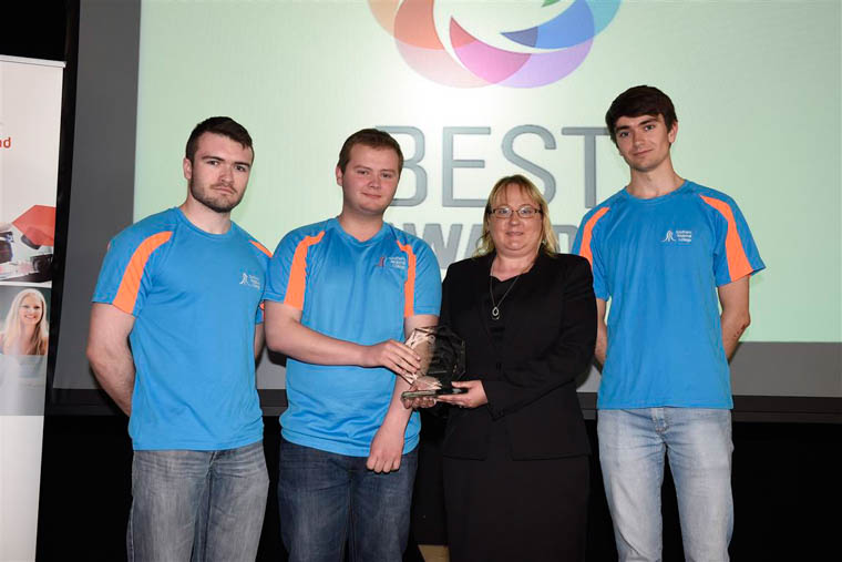 Engineering Award sponsor Lynda Mann (RAE) pictured along with the winners Ronan McGibbon from Newry, Paul Lyons from Newry, Joseph Murnion from Kilkeel and Ryan Wilson from Kilkeel who all study the HND in Engineering