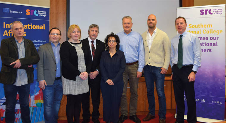 Paul Moorehead, Creative Director (Kettle of Fish CIC, NI), Dmitrijs Zverevs, Head of the Board (Radosas Iniciativas Centrs, Latvia), Caroline Coleman, Community Development Officer (SRC), Mickey Brady, MP Newry and Armagh, Brunella Maio, International Relations (CONFORM S.C.A.R.L, Italy), Björn Bertilsson, International Relations Officer (Mottagningsenheten Adjunkten, Sweden), Andreas Persson, Head of Reception Unit (Mottagningsenheten Adjunkten, Sweden), David Vint, Assistant Director, Community, Schools’ Partnership and External Funding (SRC). Paul Moorehead, Creative Director (Kettle of Fish CIC, NI), Dmitrijs Zverevs, Head of the Board (Radosas Iniciativas Centrs, Latvia), Caroline Coleman, Community Development Officer (SRC), Mickey Brady, MP Newry and Armagh, Brunella Maio, International Relations (CONFORM S.C.A.R.L, Italy), Björn Bertilsson, International Relations Officer (Mottagningsenheten Adjunkten, Sweden), Andreas Persson, Head of Reception Unit (Mottagningsenheten Adjunkten, Sweden), David Vint, Assistant Director, Community, Schools’ Partnership and External Funding (SRC).