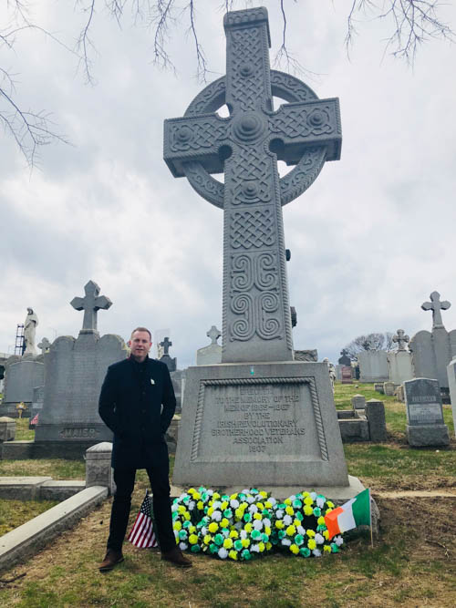 Chris Hazzard MP was the main speaker at the historic Fenian Plot, in Calvary Cemetery, New York on Easter Sunday Chris Hazzard MP was the main speaker at the historic Fenian Plot, in Calvary Cemetery, New York on Easter Sunday