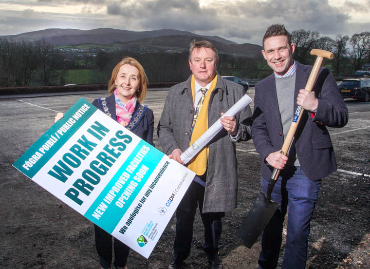 Roisin Mulgrew, Chairperson Newry Mourne & Down District Council ,Eamon Larkin, Milligan Reside Larkin Architects and Cathal Grant CGDM Construction .. Roisin Mulgrew, Chairperson Newry Mourne & Down District Council ,Eamon Larkin, Milligan Reside Larkin Architects and Cathal Grant CGDM Construction ..