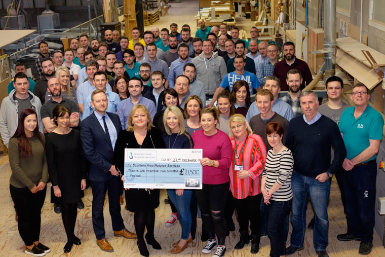 Fiona Stephens, Southern Area Hospice was on hand to receive the cheque from MJM staff including Gary Annett, CEO and MJM Social Committee members Eimhear Goodwin, Damian Kearney, Nina Duffy, Elizabeth O'Connor and Emma Keenan. Photograph: Columba O'Hare/ www.newry.ie Fiona Stephens, Southern Area Hospice was on hand to receive the cheque from MJM staff including Gary Annett, CEO and MJM Social Committee members Eimhear Goodwin, Damian Kearney, Nina Duffy, Elizabeth O'Connor and Emma Keenan. Photograph: Columba O'Hare/ www.newry.ie