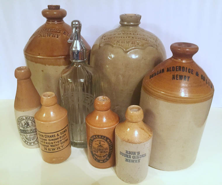 Some of Neil Reid's collection of Newry bottles and jars. Some of Neil Reid's collection of Newry bottles and jars.