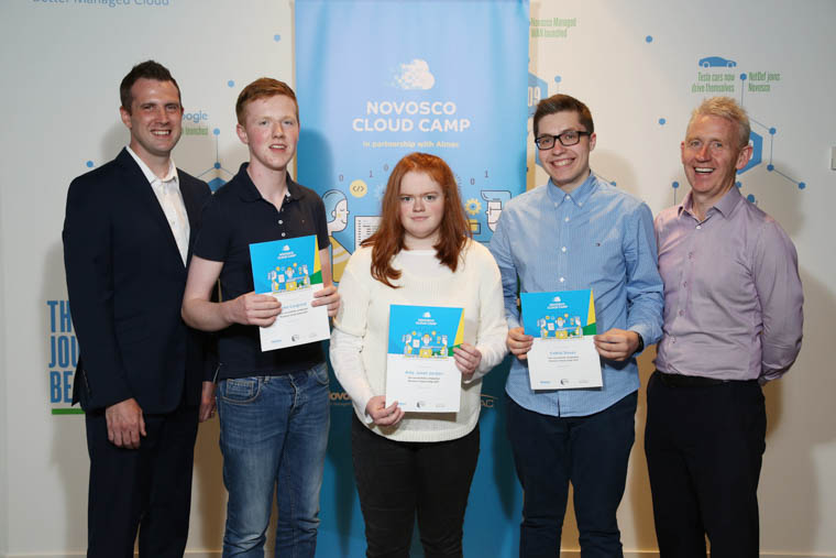 Pictured (L-R) are Jonathan Graham, Almac; John Cosgrove; Amy Jordan; Cathal Doran; and Patrick McAliskey, Novosco Managing Director. Pictured (L-R) are Jonathan Graham, Almac; John Cosgrove; Amy Jordan; Cathal Doran; and Patrick McAliskey, Novosco Managing Director.