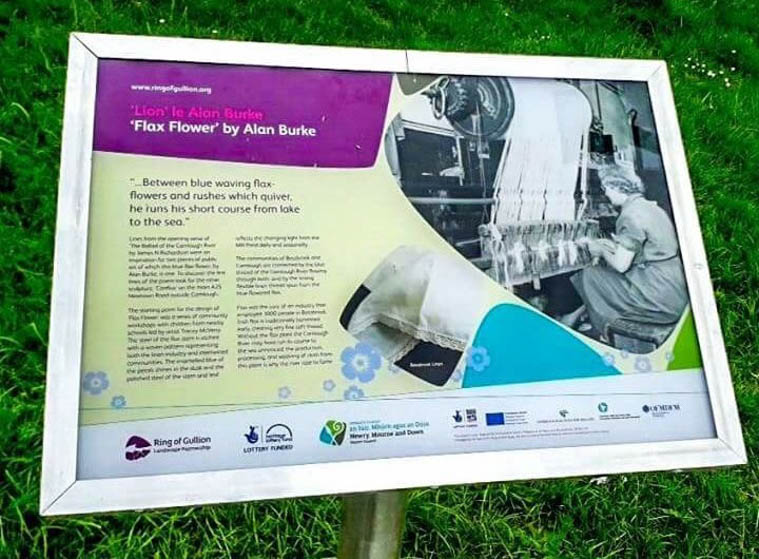 The notice board at Bessbrook Pond which was recently vandalised.