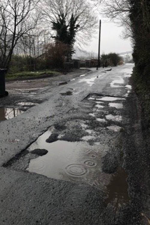 Potholes on the Lower Foughill Road, Jonesborough. Potholes on the Lower Foughill Road, Jonesborough.