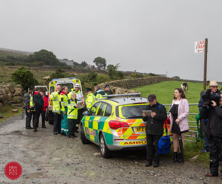 Rescue teams at the scene of the incident in the Mourne Mountains today. Photograph: NewRayPics Rescue teams at the scene of the incident in the Mourne Mountains today. Photograph: NewRayPics