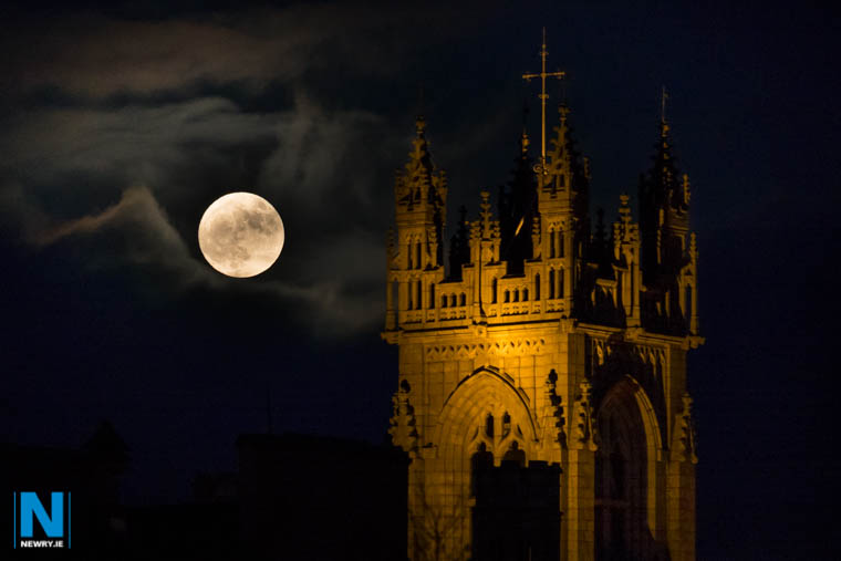 January 1st 2018 the moon rises over Newry Cathedral. Photograph: Columba O'Hare/ www.newry.ie 