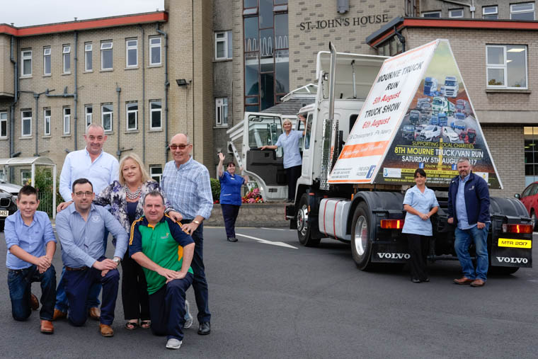 Getting ready for the 8th Mourne Truck and Van Run on Saturday 5 August and the Truck Show and Family Fun day in St Christophers Park, Newry on Sunday 6 August. This year proceeds are in aid of Southern Area Hospice Services and the Kevin Bell Repatriation Trust. Included from left are Daniel O'Hare, Stephen O'Hare and Gary O'Hare, organisers; Fiona Stephens, Southern Area Hospice; Damian Ruddy, KBRT; Dan O'Hare, organiser; Orlagh Loftus, Diane Jardine and Michelle McGarry, Southern Area Hospice and Kevin Heaney, KBRT. Photograph: Columba O'Hare