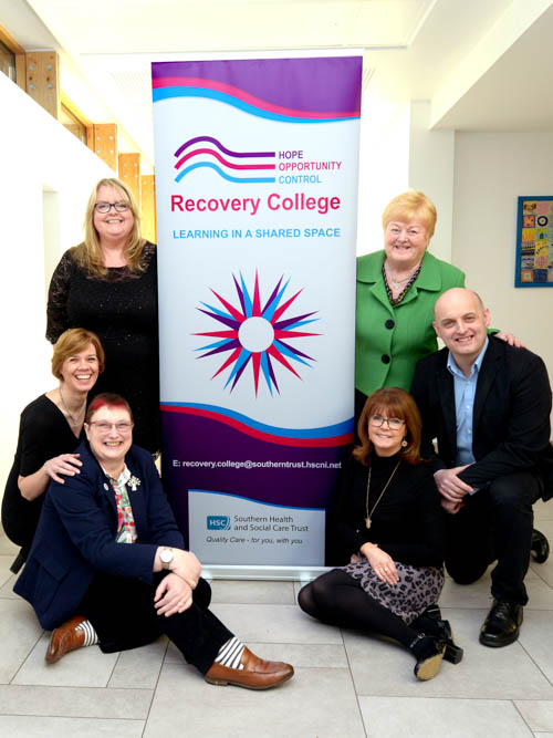 The Southern Trust’s Recovery College team pictured with Siobhan Rooney, Southern Trust Non-Executive Director and Vivienne Toal, Director of Human Resources and Organisational Development at the launch of the 2018 Excellence Awards. The Southern Trust’s Recovery College team pictured with Siobhan Rooney, Southern Trust Non-Executive Director and Vivienne Toal, Director of Human Resources and Organisational Development at the launch of the 2018 Excellence Awards.