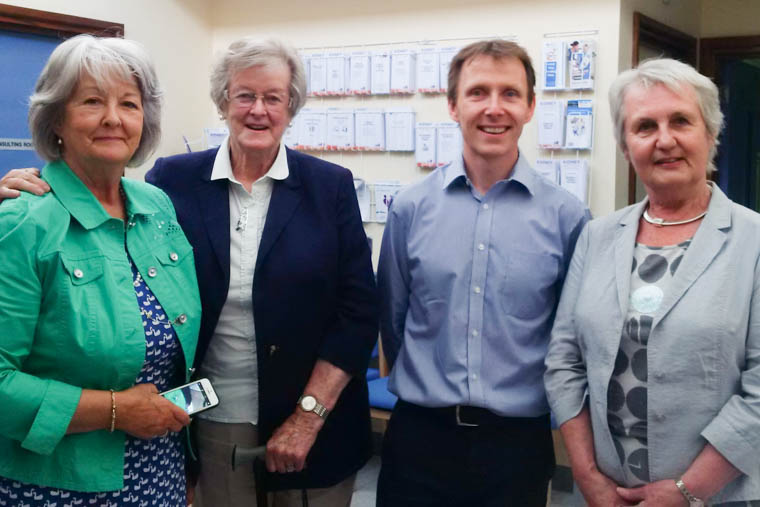 Dr Neal Morgan, Consultant Nephrologist at the Renal Unit with Sandra Ledlie, President, Waringstown WI; Carmel Anderson and Brenda Brown. 