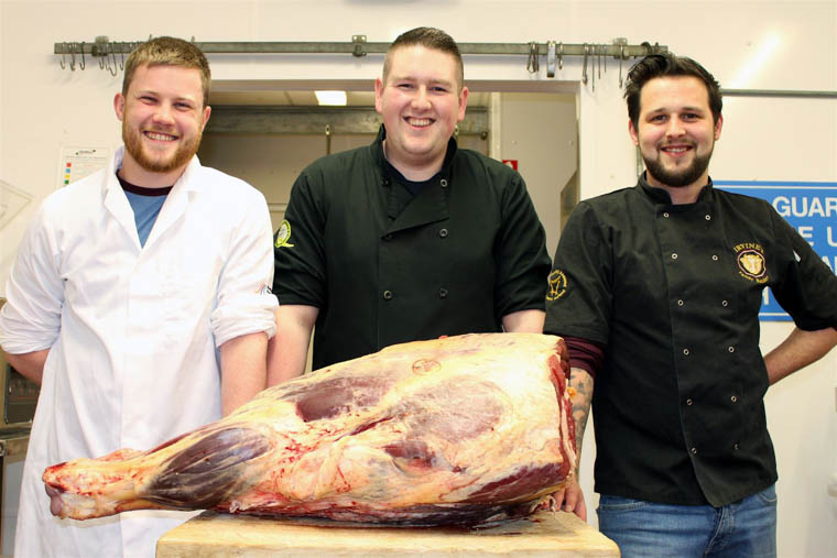 SRC Butchery Students who will compete at UK WorldSkills- Joseph O&rsquo;Gorman, James Gracey and Martin Naan.