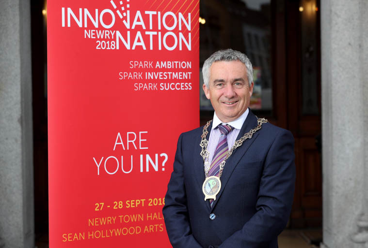Mark Murin, Chair of Newry, Mourne and Down District Council gets ready for Innovation Nation 2018. Mark Murin, Chair of Newry, Mourne and Down District Council gets ready for Innovation Nation 2018.