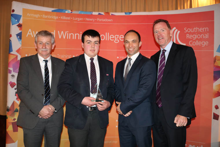 Keith Kilpatrick SRC Director of Curriculum, SPP Student of the Year Matthew McBride from Newtownhamilton High School, Andrew Cousins Teacher at Newtownhamilton High School, David Vint SRC Assistant Director of Community, Schools' Partnership and External Funding. Keith Kilpatrick SRC Director of Curriculum, SPP Student of the Year Matthew McBride from Newtownhamilton High School, Andrew Cousins Teacher at Newtownhamilton High School, David Vint SRC Assistant Director of Community, Schools' Partnership and External Funding.