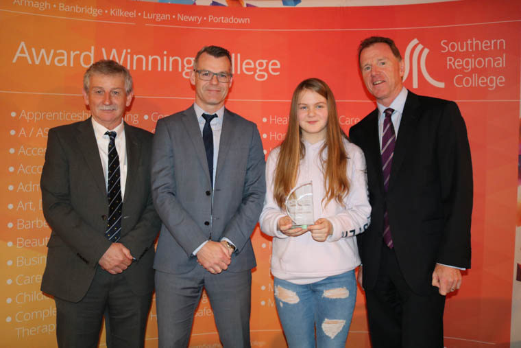 Keith Kilpatrick SRC Director of Curriculum, Aidan McGivern Vice Principal of St Mark’s High School Warrenpoint, Endeavour award winner Sheridan Brady from St Mark’s High School, Warrenpoint and David Vint SRC Assistant Director of Community, Schools' Partnership and External Funding. Keith Kilpatrick SRC Director of Curriculum, Aidan McGivern Vice Principal of St Mark’s High School Warrenpoint, Endeavour award winner Sheridan Brady from St Mark’s High School, Warrenpoint and David Vint SRC Assistant Director of Community, Schools' Partnership and External Funding.