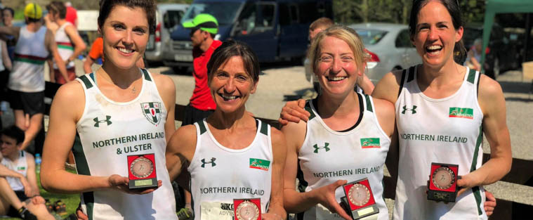 Esther Dickson (3rd on right) with NI Mountain Team lifting Bronze in England Esther Dickson (3rd on right) with NI Mountain Team lifting Bronze in England