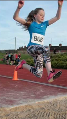 Grace Hamilton in full flight at Drogheda Grace Hamilton in full flight at Drogheda