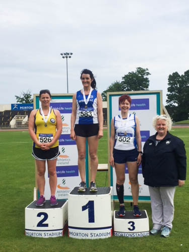 Joanne McCauley on the Podium at the Irish Life Health National Combined Events Championships in Dublin. Joanne McCauley on the Podium at the Irish Life Health National Combined Events Championships in Dublin.