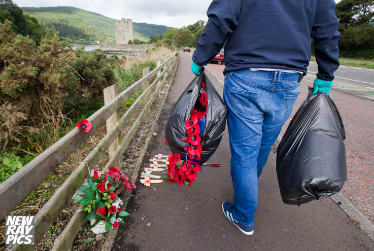 Less than 24 hours after the callus attack, locals took it upon themselves to clear up the scene and replace the wreaths Less than 24 hours after the callus attack, locals took it upon themselves to clear up the scene and replace the wreaths