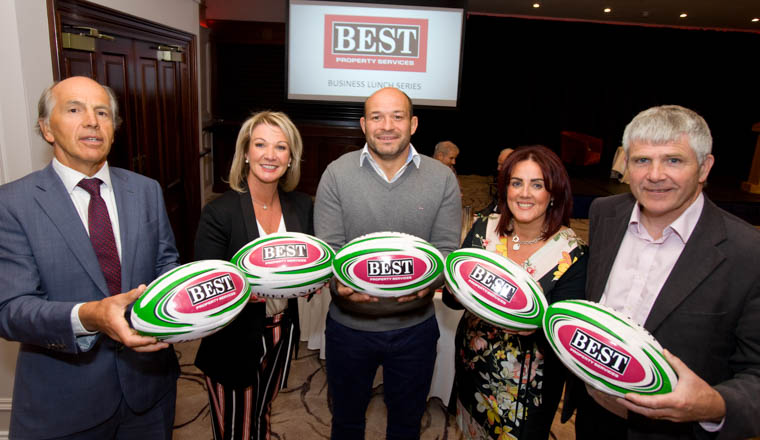 Directors Garry Best, Ciara Aiken, Edwina Flynn and Conor Mallon with Rory Best at the Business Lunch in the Canal Court. Directors Garry Best, Ciara Aiken, Edwina Flynn and Conor Mallon with Rory Best at the Business Lunch in the Canal Court.