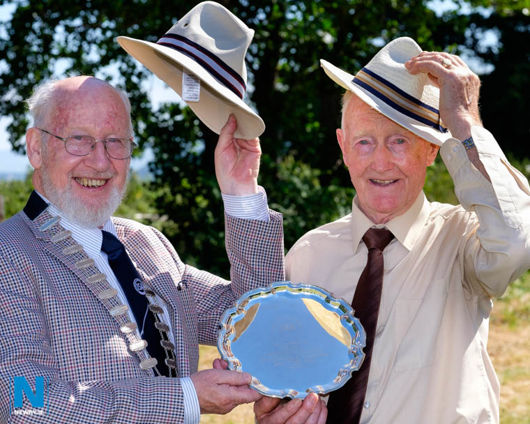Celebrating 150 Years of Newry Agricultural Show at the 150th Anniversary Show at Newry Rugby Club on Saturday. David Sheehan, left, President,  Irish Shows Association presented  a salver to mark the occasion. to John Fegan, President, Newry Show. Photograph: Columba O'Hare/ Newry.ie
