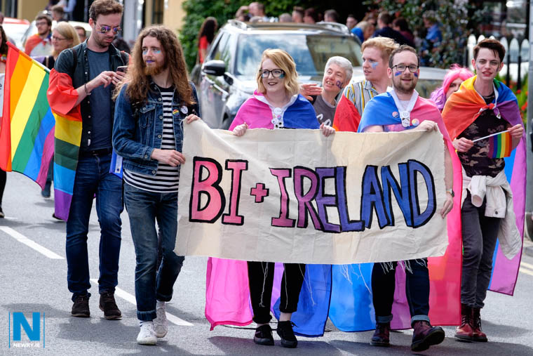 Bi +Ireland on the march at Pride in Newry. Photograph: Columba O'Hare/ Newry.ie Bi +Ireland on the march at Pride in Newry. Photograph: Columba O'Hare/ Newry.ie
