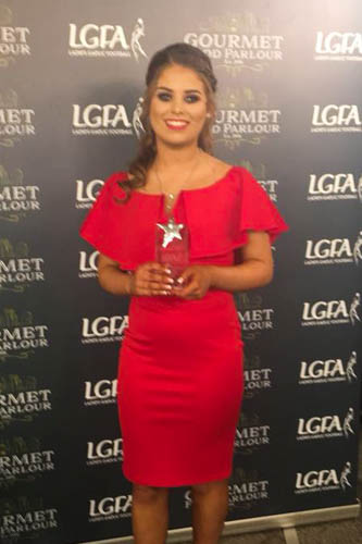 Shane O’Neill’s Senior Ladies footballer Aoibheann Jones who picked up a Higher Education Colleges Rising All-Star award on Friday night Shane O’Neill’s Senior Ladies footballer Aoibheann Jones who picked up a Higher Education Colleges Rising All-Star award on Friday night