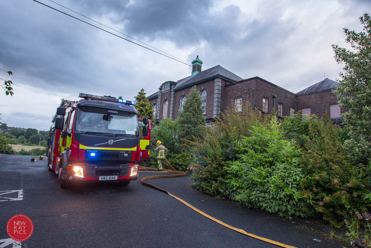 A fire crew at the scene of the arson attack on the former St Colman's Abbey PS in Newry. Photograph: NewRayPics.com A fire crew at the scene of the arson attack on the former St Colman's Abbey PS in Newry. Photograph: NewRayPics.com