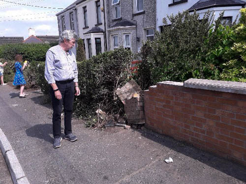 Mickey Brady MP as the scene of the crash on the Armagh Road in Newry. Mickey Brady MP as the scene of the crash on the Armagh Road in Newry.