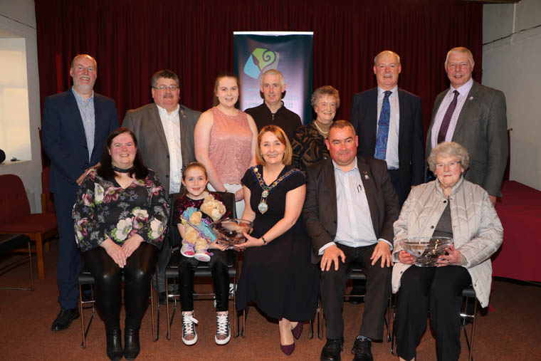 Cllr Roisin Mulgrew, Chairperson, Newry, Mourne and Down District Council and council officials with award recipients. Cllr Roisin Mulgrew, Chairperson, Newry, Mourne and Down District Council and council officials with award recipients.