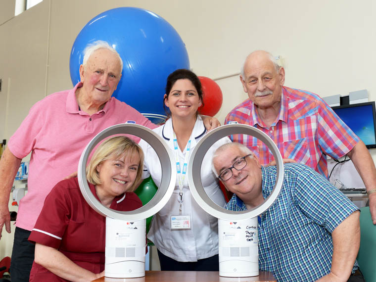 Friends of Daisy Hill with the two fans they donated to the hospital. From left: Andrew Magill, Tom Gorman, Claire Comisky (Physiotherapy), Ronnie O’Hare (Chair of Friends of Daisy Hill) Siobhan Quinn (Cardiac rehabilitation Nurse Specialist) Friends of Daisy Hill with the two fans they donated to the hospital. From left: Andrew Magill, Tom Gorman, Claire Comisky (Physiotherapy), Ronnie O’Hare (Chair of Friends of Daisy Hill) Siobhan Quinn (Cardiac rehabilitation Nurse Specialist)
