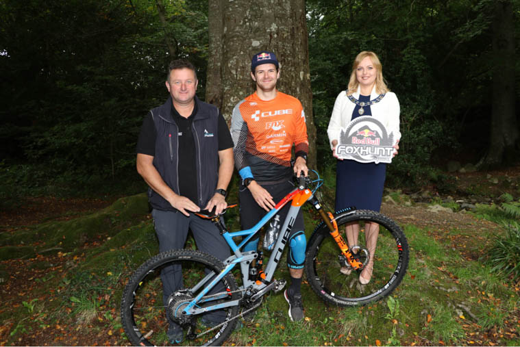Mark Cumming East Coast Adventure, Greg Callaghan 3rd overall in the Enduro World Series 2017 launches the Foxhunt with Newry, Mourne and Down District Council Deputy Chairperson, Councillor Oksana McMahon Mark Cumming East Coast Adventure, Greg Callaghan 3rd overall in the Enduro World Series 2017 launches the Foxhunt with Newry, Mourne and Down District Council Deputy Chairperson, Councillor Oksana McMahon