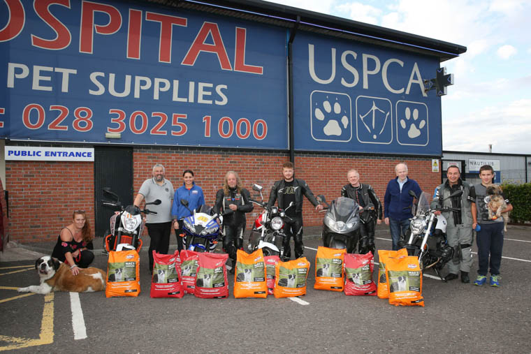 Emma Edwards, Howard Anderson, Sarah Loughran from the USPCA, JD Hanlon, Neil Hanlon, Kirk Hanlon, Bobby Ingram, Alan Dowdeswell, and Dylan Boyce.at the USPCA Animal Hospital in Newry. Photograph: Philip Magowan
