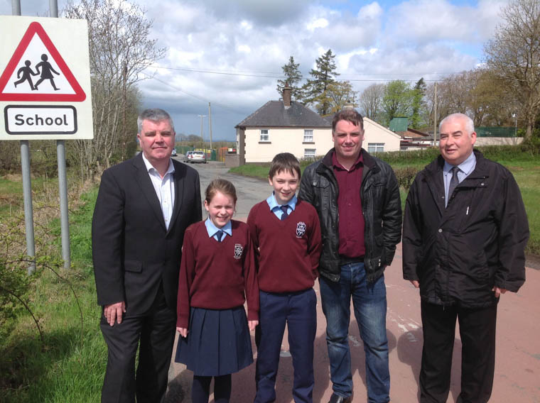 Cathal Boylan, MLA and Cllr Darren McNally with Foley Primary School principal, Mr Kelly and pupils at the school. Cathal Boylan, MLA and Cllr Darren McNally with Foley Primary School principal, Mr Kelly and pupils at the school.