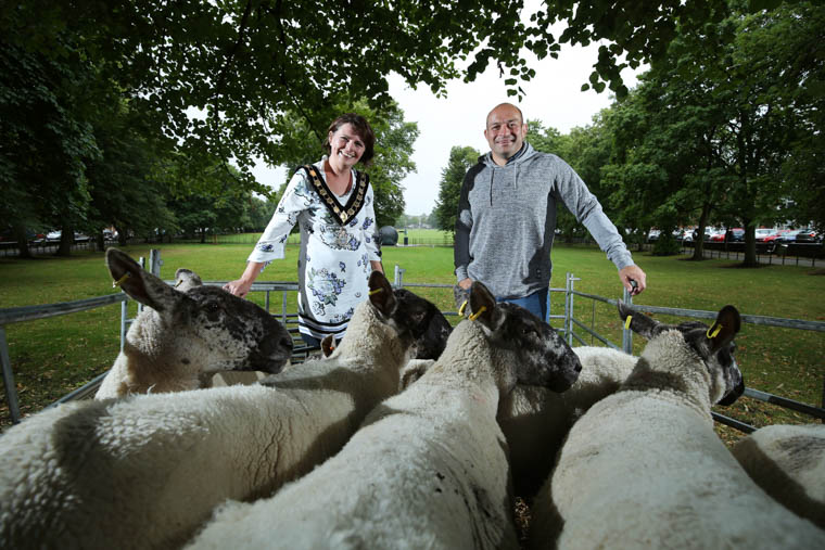 Ahead of his award Rory Best is pictured practising driving sheep on The Mall in Armagh along with Lord Mayor of Armagh City, Banbridge and Craigavon, Julie Flaherty. Driving Sheep through the City is one of the perks of the Freedom of the Borough title. Ahead of his award Rory Best is pictured practising driving sheep on The Mall in Armagh along with Lord Mayor of Armagh City, Banbridge and Craigavon, Julie Flaherty. Driving Sheep through the City is one of the perks of the Freedom of the Borough title.