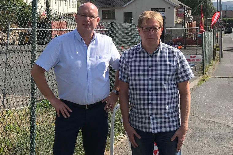 Councillors' Michael Savage and Gary Stokes at the site of the planned development. Councillors' Michael Savage and Gary Stokes at the site of the planned development.