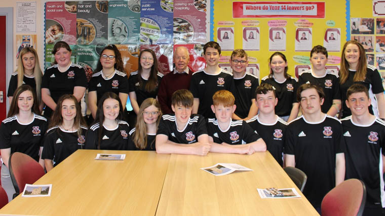 Year 10 Pupils from St Paul's High School with Teddy Colligan, MBE. Year 10 Pupils from St Paul's High School with Teddy Colligan, MBE.