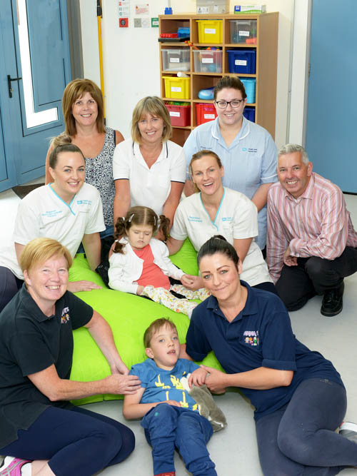 Staff of the Summer Scheme for children with complex healthcare needs pictured with Paul & Caoímhe Staff of the Summer Scheme for children with complex healthcare needs pictured with Paul & Caoímhe