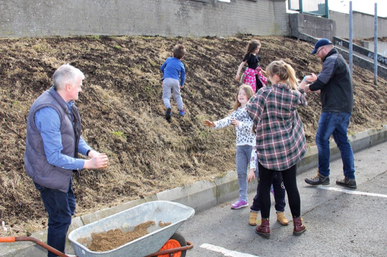 Having fun at the wildflower sowing. Having fun at the wildflower sowing.