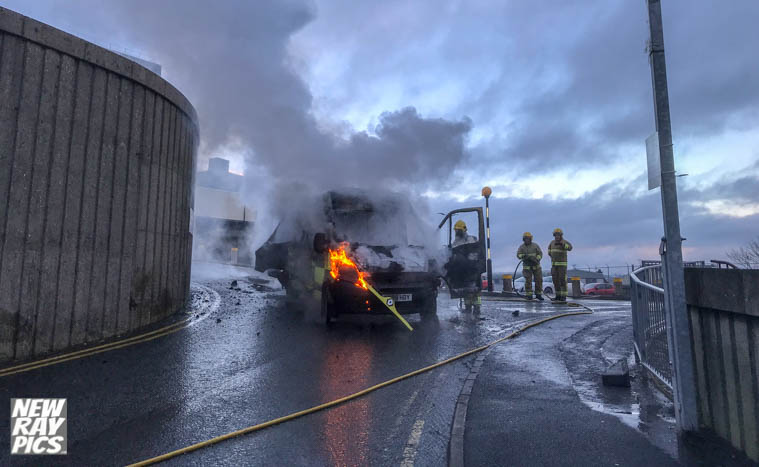 The Ambulance on fire at Daisy Hill Hospital. Photograph: NewRayPics.com The Ambulance on fire at Daisy Hill Hospital. Photograph: NewRayPics.com