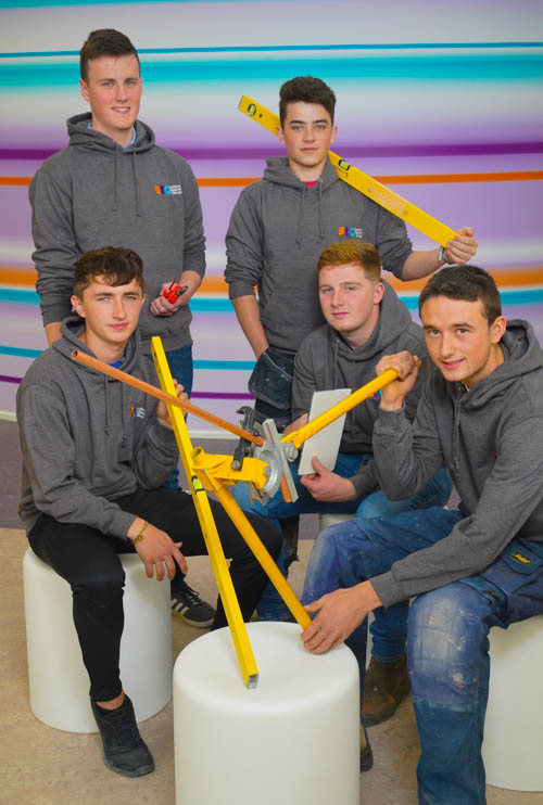 Wall and Floor Tiling students Odhran Connolly, Sean McLoughlin and Cathal Murphy, Plumbing student Shane Murray and Electrical student Benjamin Martin.